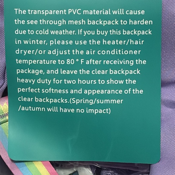Purple Clear Backpack with Rainbow Accents heavy duty for school stadium approve - Picture 12 of 15